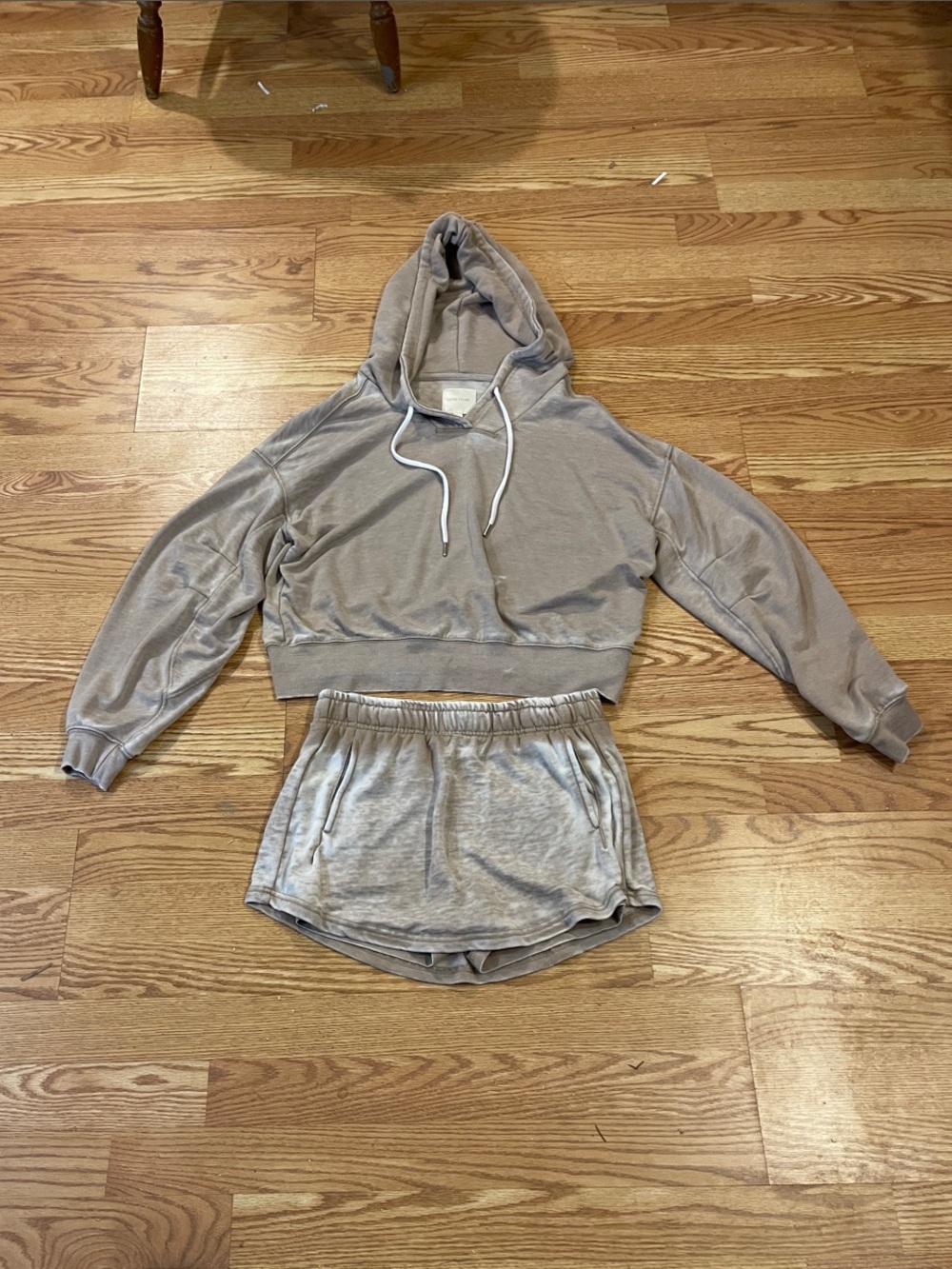 Ultra Flirt Taupe Cropped Hoodie & Skort Set